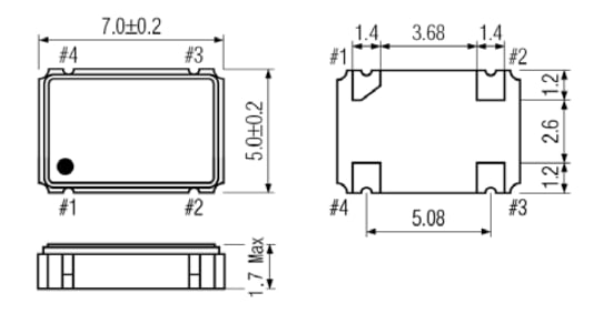 Mechanical Drawing - ECS ECS-3951M/3953M-AU SMD Clock Oscillators Mechanical Drawing - ECS ECS-3951M/3953M-AU SMD Clock Oscillators